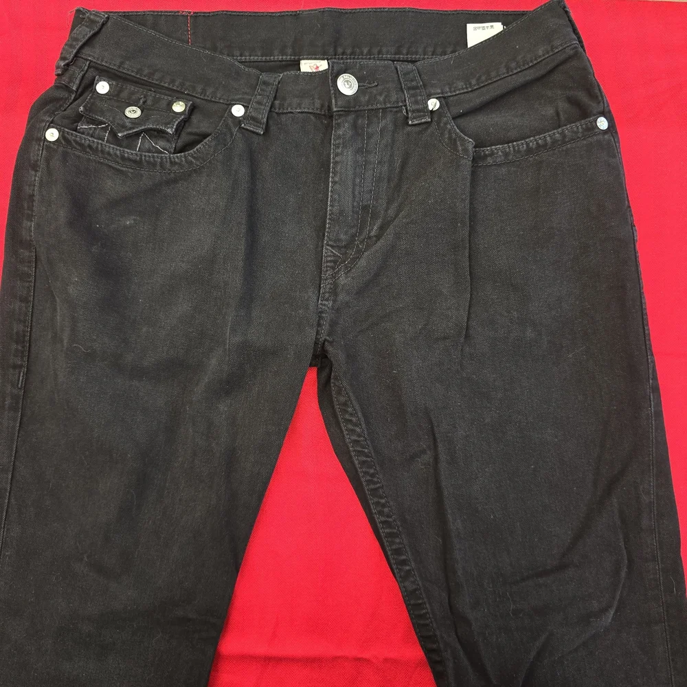 True Religion Black Jeans with Signature Pocket Stitching